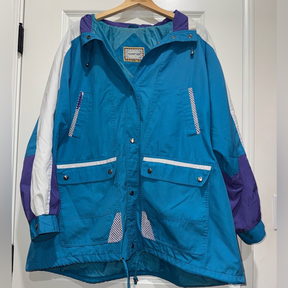 Vintage Current Seen‎ Blue and Purple Colorblock Jacket XL